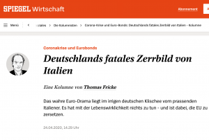 Thomas Fricke zu Italien und Coronakrise bei Der Spiegel.